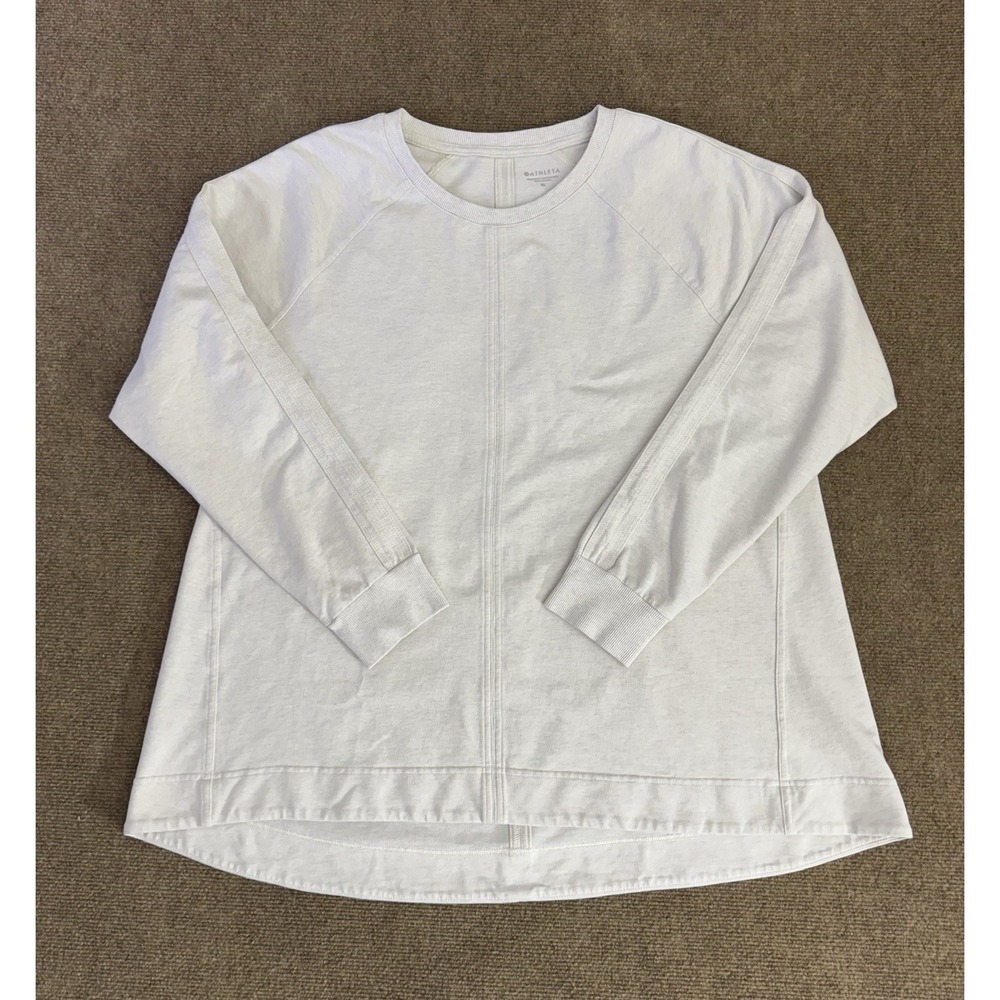 Athleta Farallon Swing Sweatshirt Womens XL Beige Heather Crew Neck Pullover